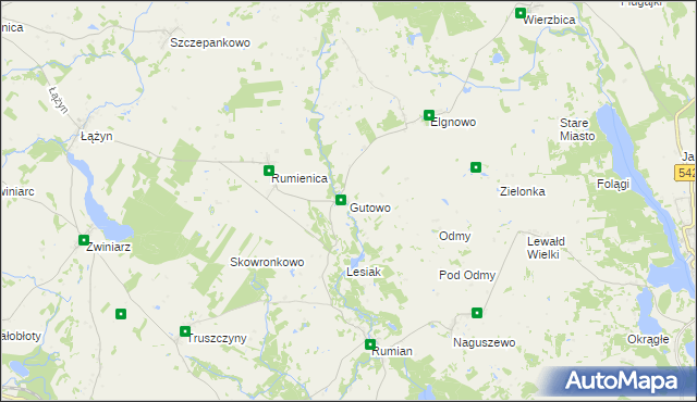 mapa Gutowo gmina Lubawa, Gutowo gmina Lubawa na mapie Targeo