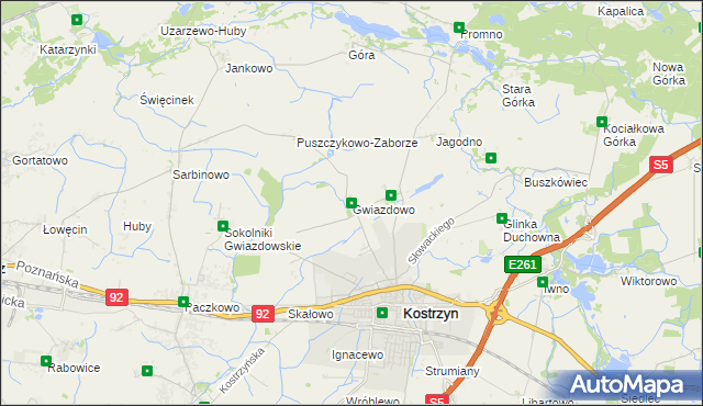 mapa Gwiazdowo gmina Kostrzyn, Gwiazdowo gmina Kostrzyn na mapie Targeo