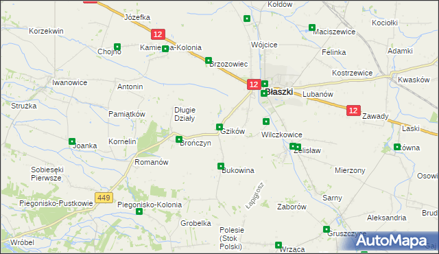 mapa Gzików, Gzików na mapie Targeo