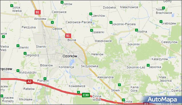 mapa Helenów gmina Ozorków, Helenów gmina Ozorków na mapie Targeo