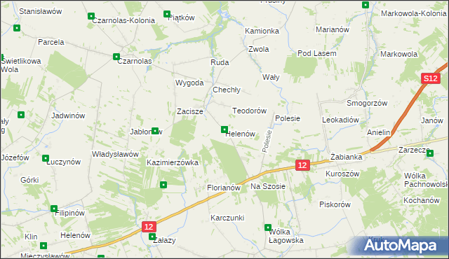 mapa Helenów gmina Policzna, Helenów gmina Policzna na mapie Targeo