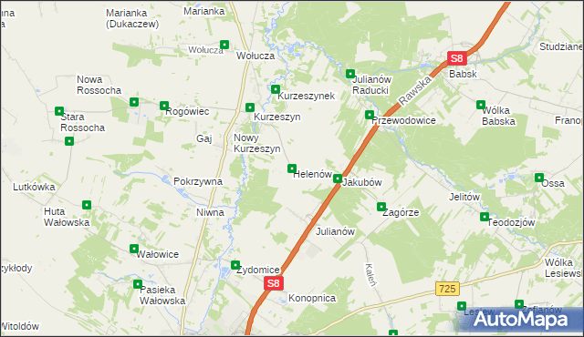 mapa Helenów gmina Rawa Mazowiecka, Helenów gmina Rawa Mazowiecka na mapie Targeo