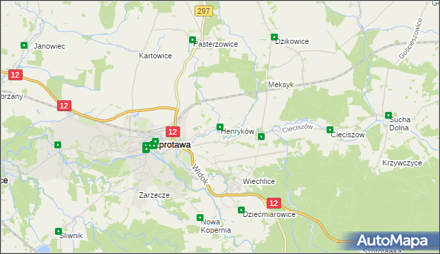 mapa Henryków gmina Szprotawa, Henryków gmina Szprotawa na mapie Targeo