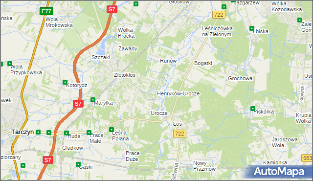 mapa Henryków-Urocze, Henryków-Urocze na mapie Targeo