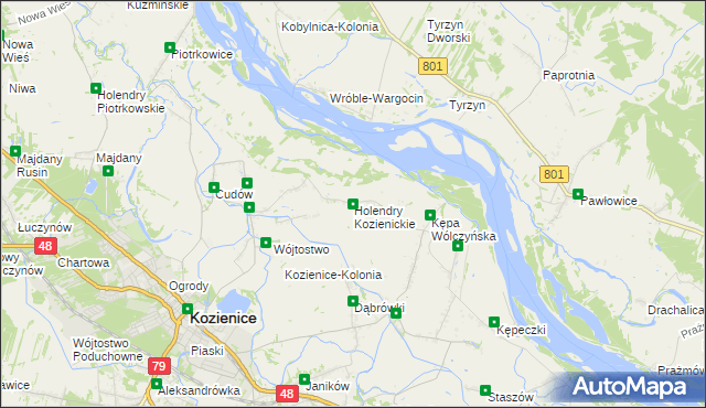 mapa Holendry Kozienickie, Holendry Kozienickie na mapie Targeo