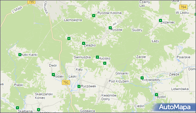 mapa Hucisko gmina Klucze, Hucisko gmina Klucze na mapie Targeo