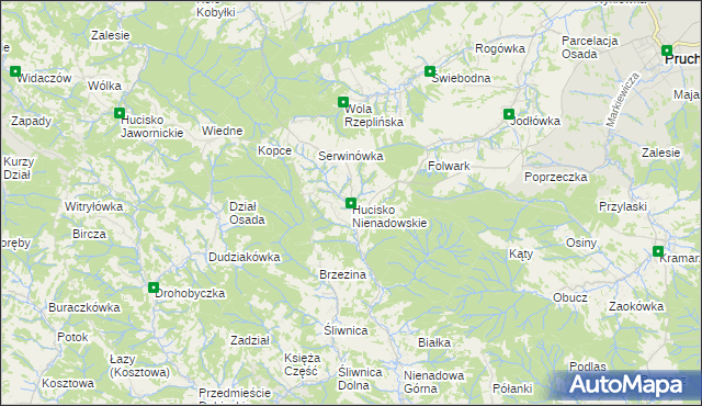 mapa Hucisko Nienadowskie, Hucisko Nienadowskie na mapie Targeo