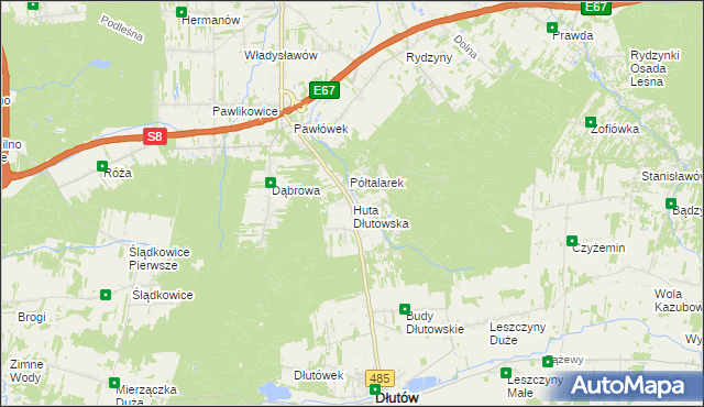 mapa Huta Dłutowska, Huta Dłutowska na mapie Targeo