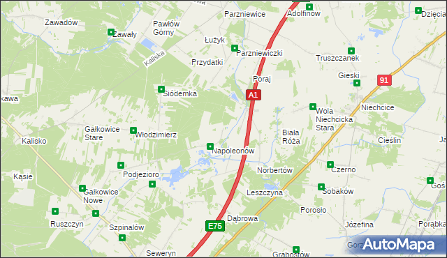 mapa Huta Porajska, Huta Porajska na mapie Targeo