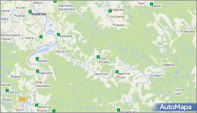 mapa Huta Poręby, Huta Poręby na mapie Targeo