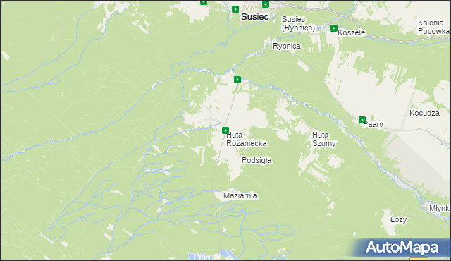 mapa Huta Różaniecka, Huta Różaniecka na mapie Targeo