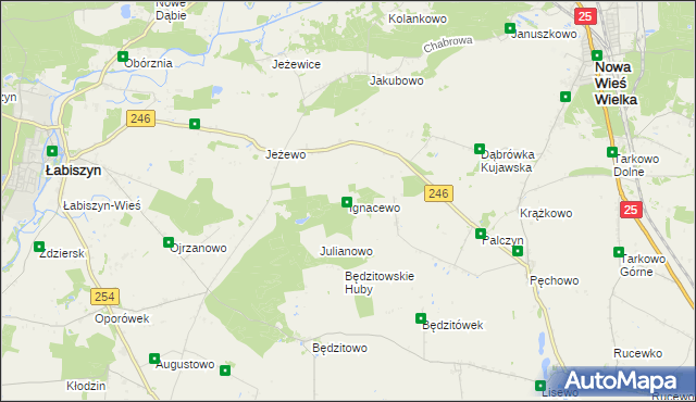 mapa Ignacewo gmina Złotniki Kujawskie, Ignacewo gmina Złotniki Kujawskie na mapie Targeo