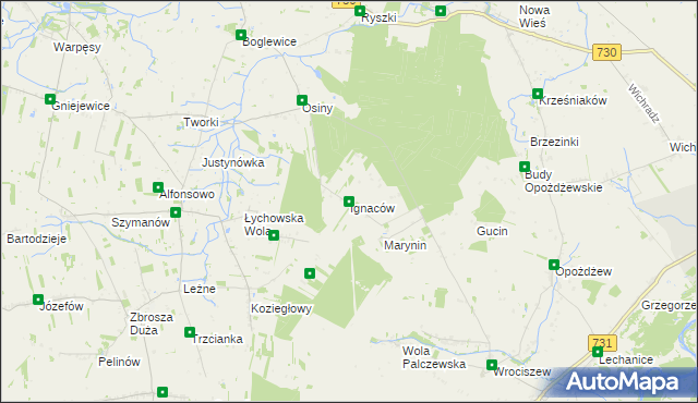 mapa Ignaców gmina Jasieniec, Ignaców gmina Jasieniec na mapie Targeo