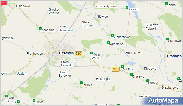 mapa Iłówiec Wielki, Iłówiec Wielki na mapie Targeo