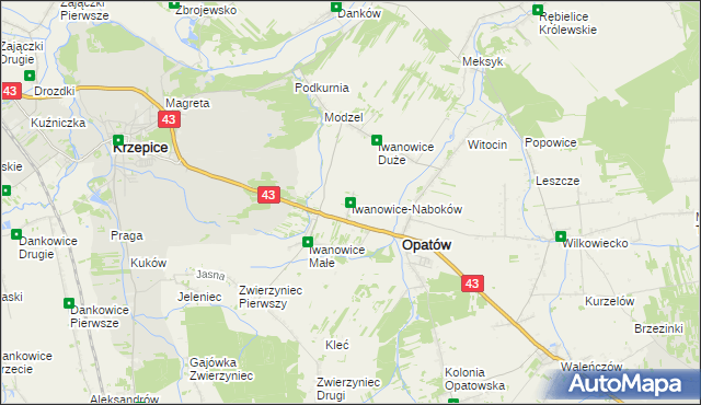 mapa Iwanowice-Naboków, Iwanowice-Naboków na mapie Targeo