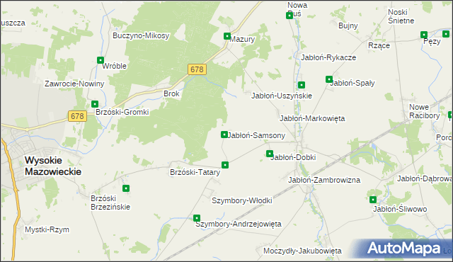 mapa Jabłoń-Samsony, Jabłoń-Samsony na mapie Targeo