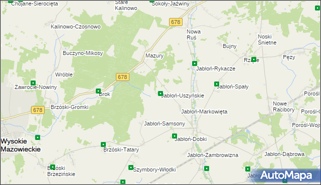 mapa Jabłoń-Uszyńskie, Jabłoń-Uszyńskie na mapie Targeo