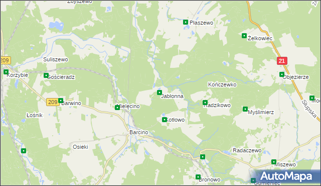 mapa Jabłonna gmina Kępice, Jabłonna gmina Kępice na mapie Targeo