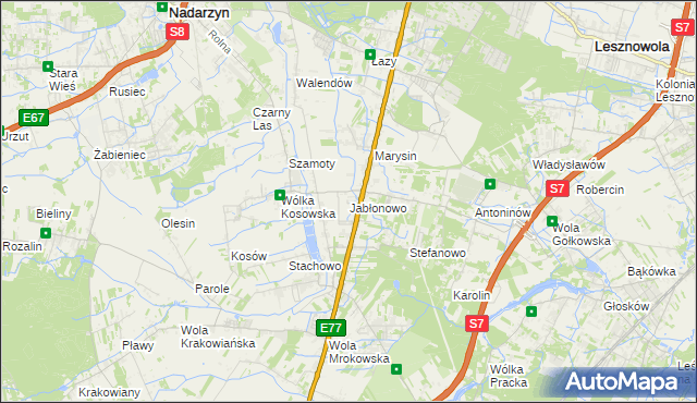 mapa Jabłonowo gmina Lesznowola, Jabłonowo gmina Lesznowola na mapie Targeo