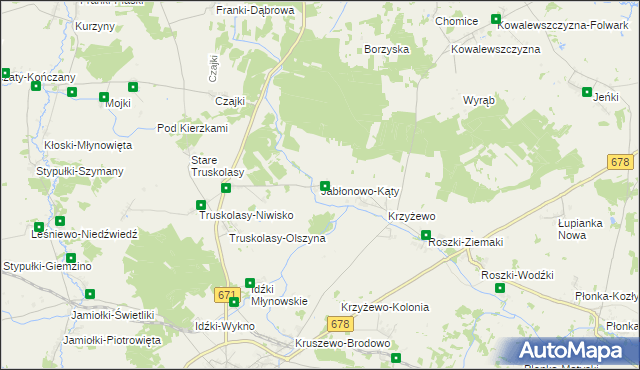 mapa Jabłonowo-Kąty, Jabłonowo-Kąty na mapie Targeo