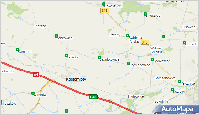 mapa Jakubkowice, Jakubkowice na mapie Targeo