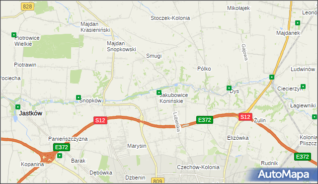 mapa Jakubowice Konińskie, Jakubowice Konińskie na mapie Targeo