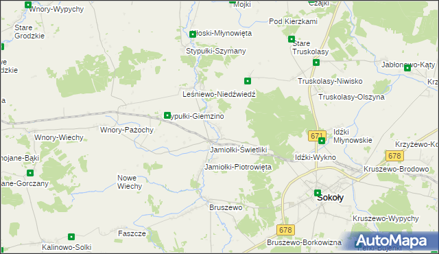 mapa Jamiołki-Godzieby, Jamiołki-Godzieby na mapie Targeo