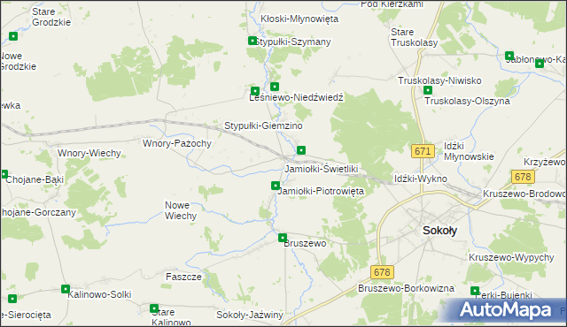 mapa Jamiołki-Świetliki, Jamiołki-Świetliki na mapie Targeo