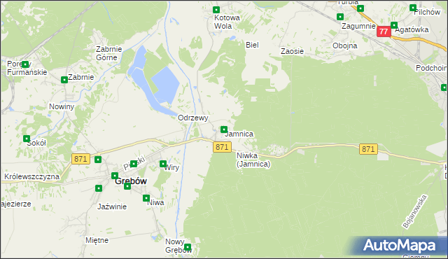 mapa Jamnica gmina Grębów, Jamnica gmina Grębów na mapie Targeo