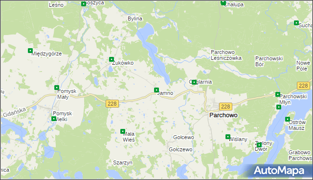 mapa Jamno gmina Parchowo, Jamno gmina Parchowo na mapie Targeo