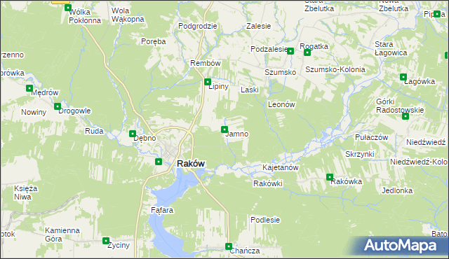 mapa Jamno gmina Raków, Jamno gmina Raków na mapie Targeo