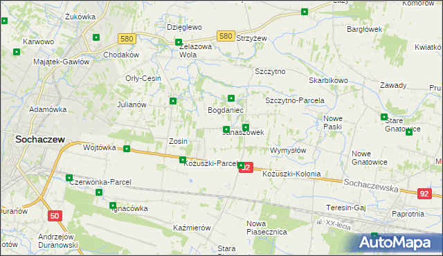 mapa Janaszówek, Janaszówek na mapie Targeo