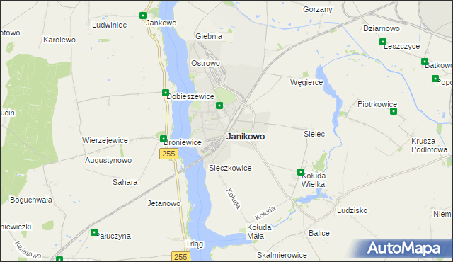 mapa Janikowo powiat inowrocławski, Janikowo powiat inowrocławski na mapie Targeo