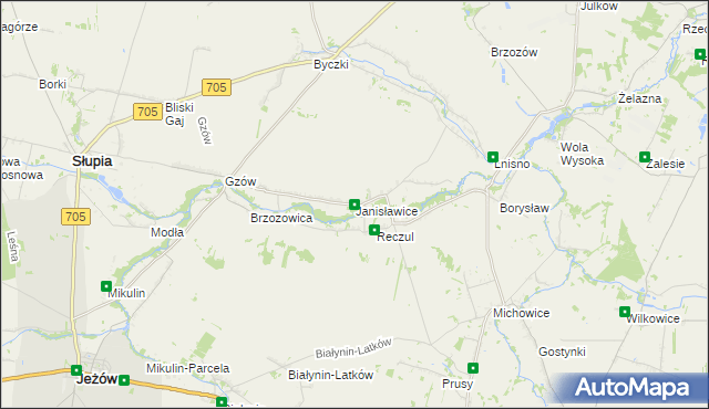 mapa Janisławice gmina Głuchów, Janisławice gmina Głuchów na mapie Targeo