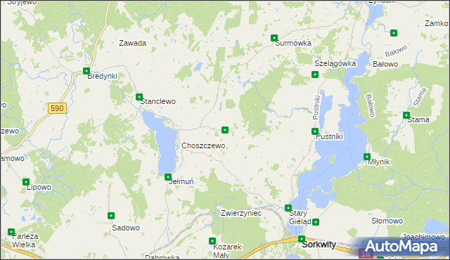 mapa Janiszewo gmina Sorkwity, Janiszewo gmina Sorkwity na mapie Targeo