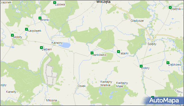 mapa Jankówko gmina Wilczęta, Jankówko gmina Wilczęta na mapie Targeo