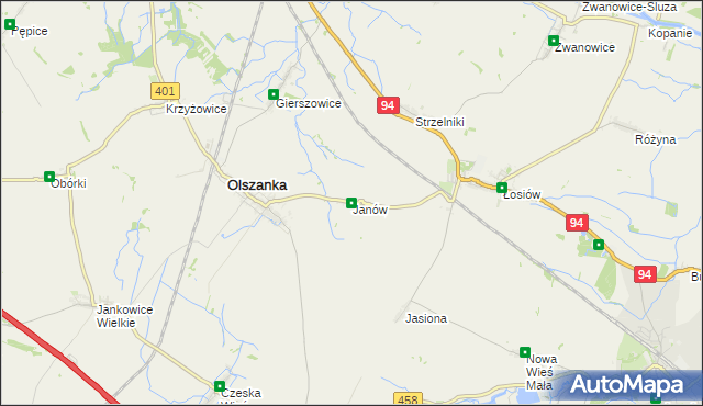 mapa Janów gmina Olszanka, Janów gmina Olszanka na mapie Targeo