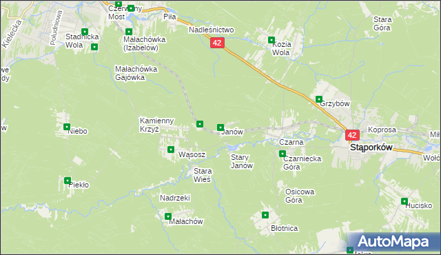 mapa Janów gmina Stąporków, Janów gmina Stąporków na mapie Targeo