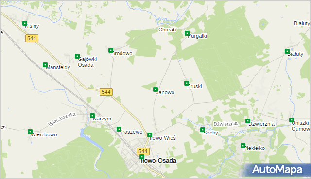 mapa Janowo gmina Iłowo-Osada, Janowo gmina Iłowo-Osada na mapie Targeo