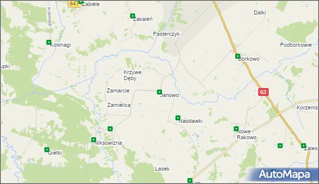 mapa Janowo gmina Kolno, Janowo gmina Kolno na mapie Targeo