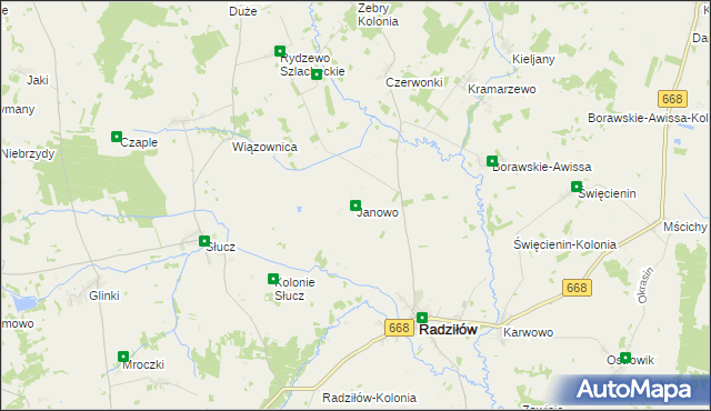 mapa Janowo gmina Radziłów, Janowo gmina Radziłów na mapie Targeo