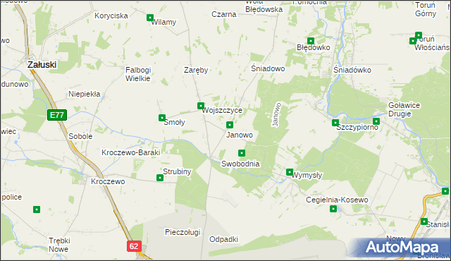 mapa Janowo gmina Zakroczym, Janowo gmina Zakroczym na mapie Targeo