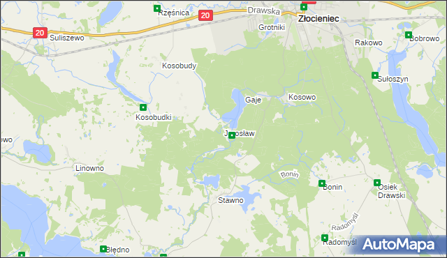 mapa Jarosław gmina Złocieniec, Jarosław gmina Złocieniec na mapie Targeo