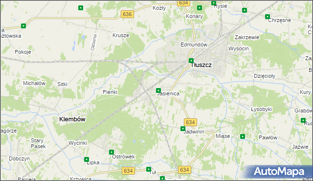 mapa Jasienica gmina Tłuszcz, Jasienica gmina Tłuszcz na mapie Targeo