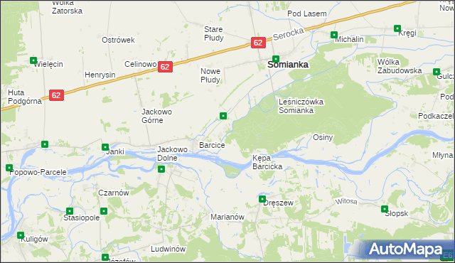 mapa Jasieniec gmina Somianka, Jasieniec gmina Somianka na mapie Targeo