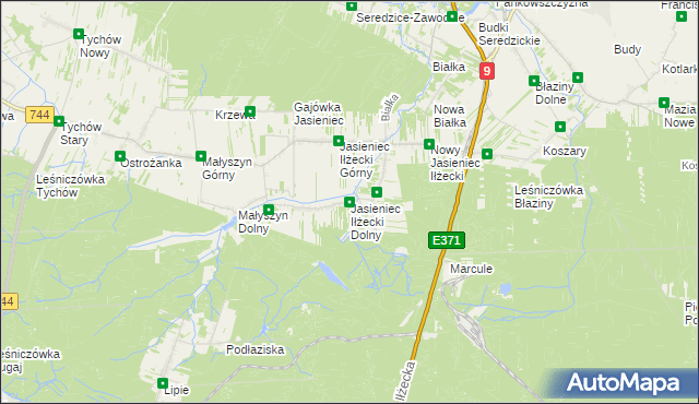 mapa Jasieniec Iłżecki Dolny, Jasieniec Iłżecki Dolny na mapie Targeo