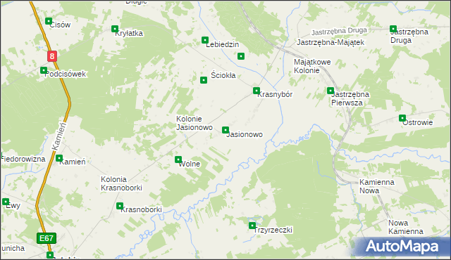 mapa Jasionowo gmina Sztabin, Jasionowo gmina Sztabin na mapie Targeo