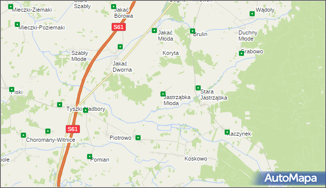 mapa Jastrząbka Młoda, Jastrząbka Młoda na mapie Targeo