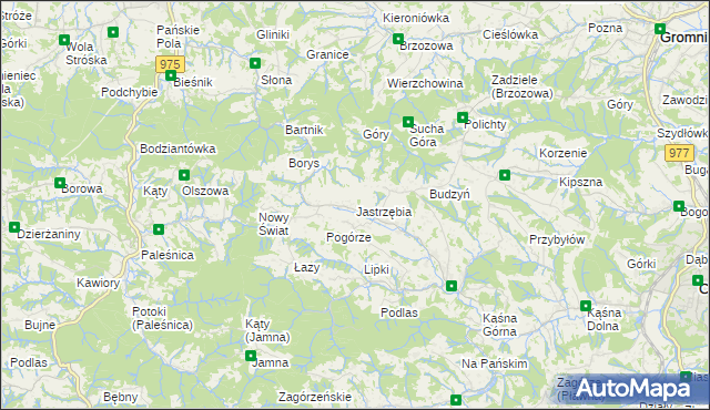 mapa Jastrzębia gmina Ciężkowice, Jastrzębia gmina Ciężkowice na mapie Targeo