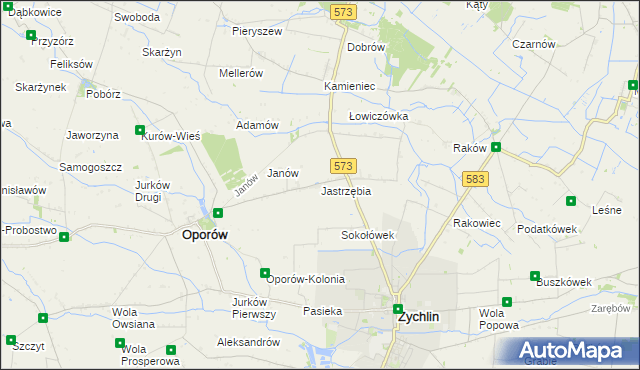 mapa Jastrzębia gmina Oporów, Jastrzębia gmina Oporów na mapie Targeo